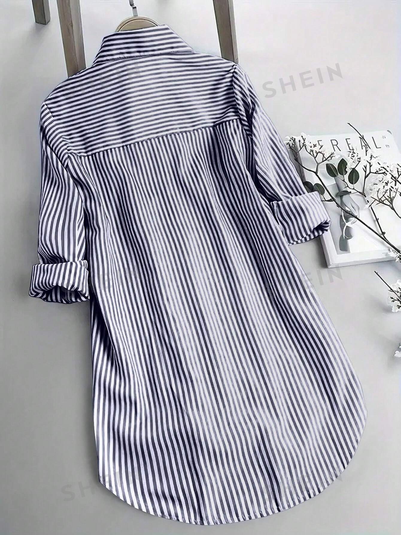 Women's Oversized Striped Casual Shirt