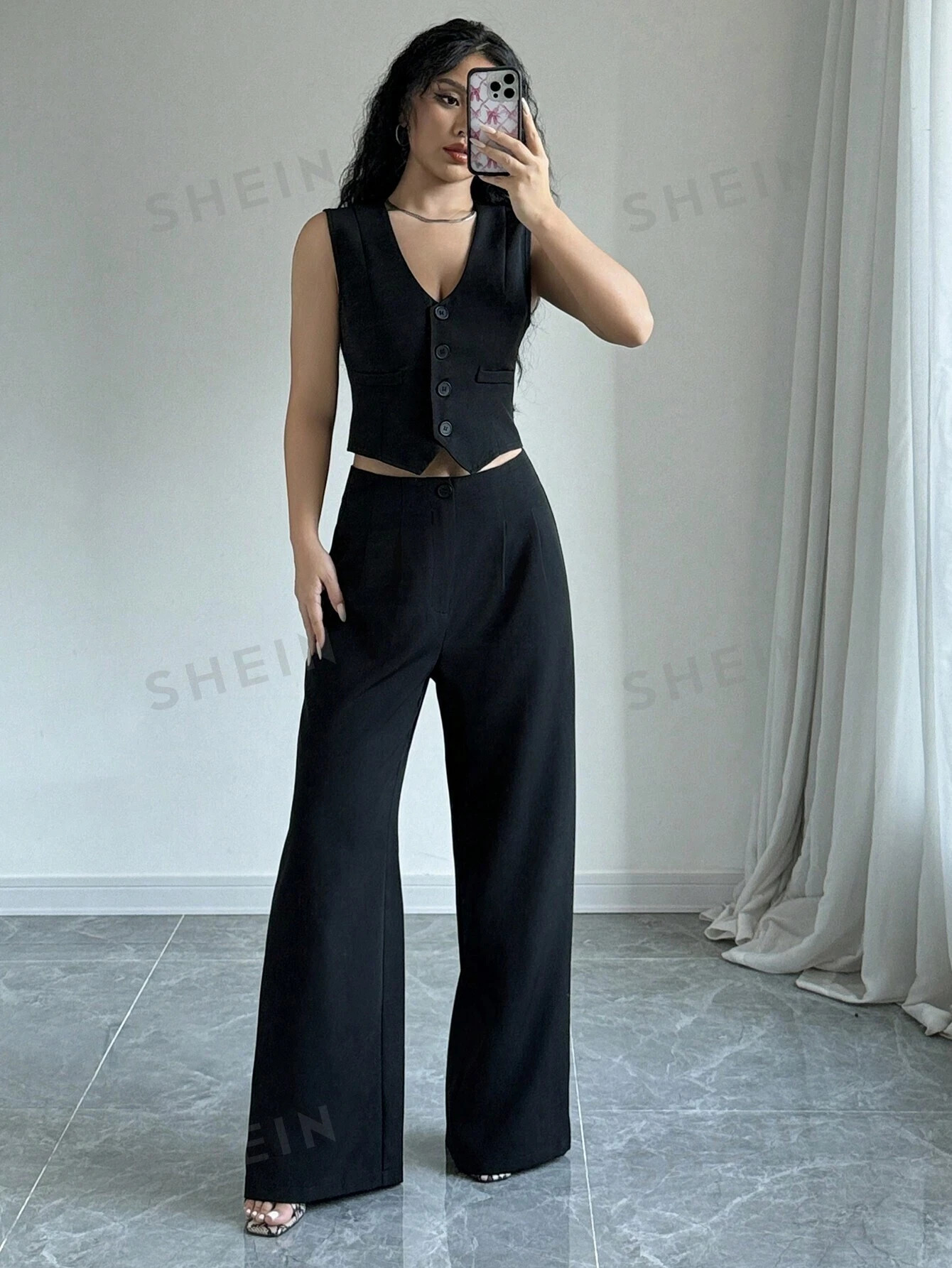 Women Sleeveless Blazer Vest And Suit Pa-image